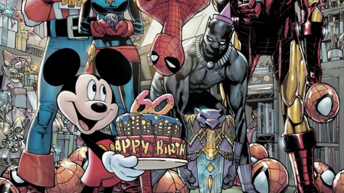 Mickey Mouse, Spider-Man, and some Avengers for the D23 variant collectible