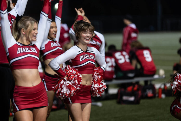 Screenshot of the diablos team in red uniform in Bring it On Cheer or Die